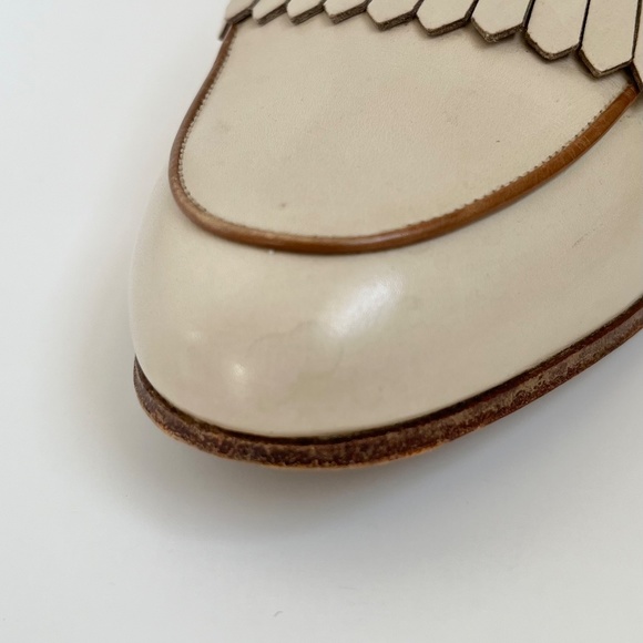 Vintage Cream Celine Heeled Loafers with Gold Chain IT 40 - Picture 8 of 14